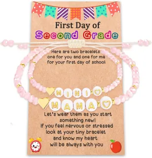 tenghong2021 Back to School Gifts Mommy and Me Bracelets First Day of School Matching Bracelets Apple 1st /2nd Grade Back to School Bracelets Gifts for Mother Daughter