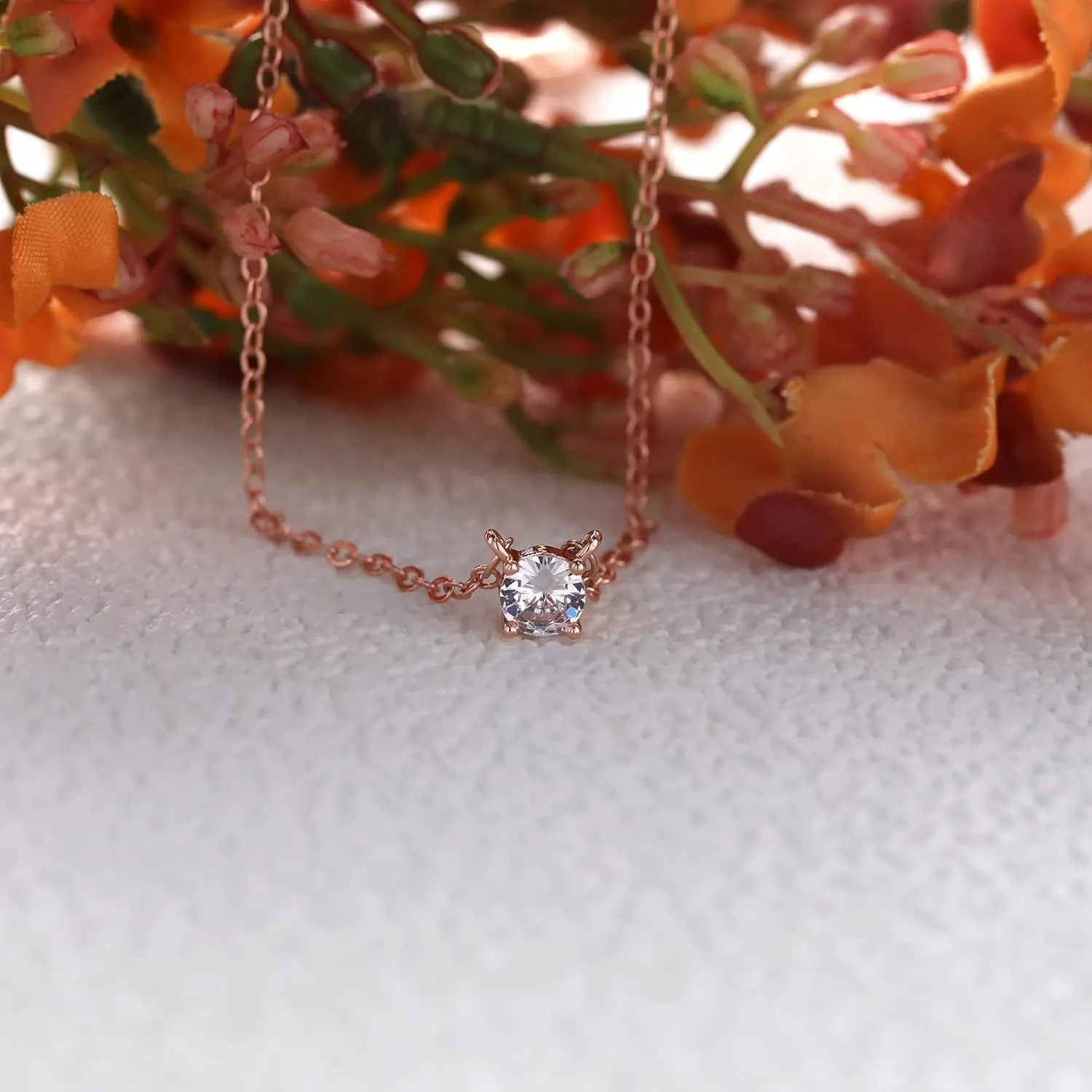 Tewiky Diamond Necklaces for Women, Dainty 14k Gold/Sterling Silver Choker Necklace Simple Gold Plated CZ Jewelry Necklaces for Women Trendy Gifts