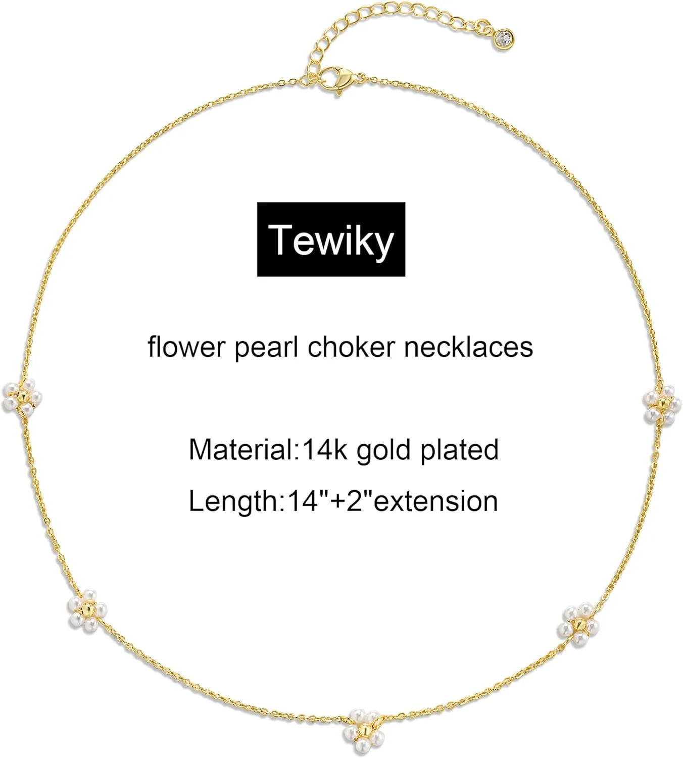 Tewiky Pearl Necklaces for Women, Dainty Gold Necklace 14k Gold Plated Single Pearl Necklace Simple Pearl Choker Necklaces for Women Trendy Cute Gold Necklace Jewelry for Women