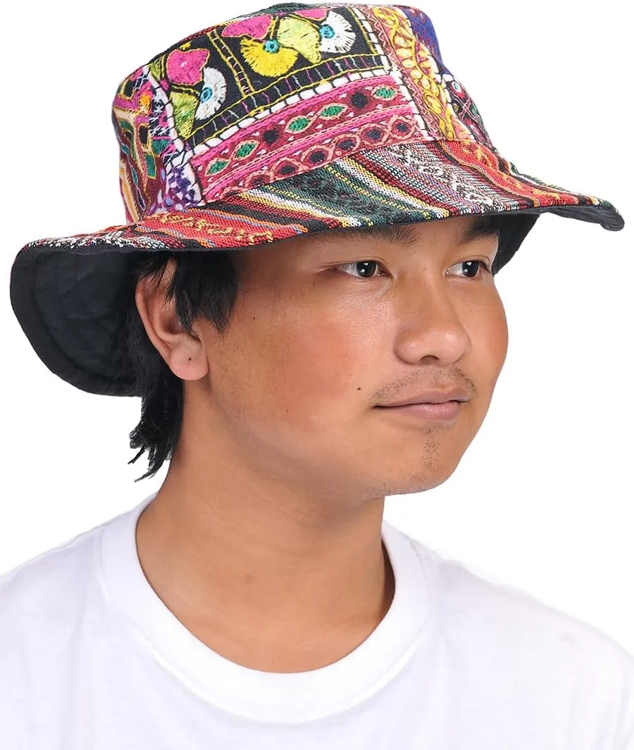 THE COLLECTION ROYAL Hippie Patch Boho Hippy Rave Festival Gear Cotton Bucket Hat for Men and Women