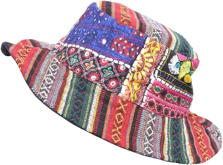 THE COLLECTION ROYAL Hippie Patch Boho Hippy Rave Festival Gear Cotton Bucket Hat for Men and Women