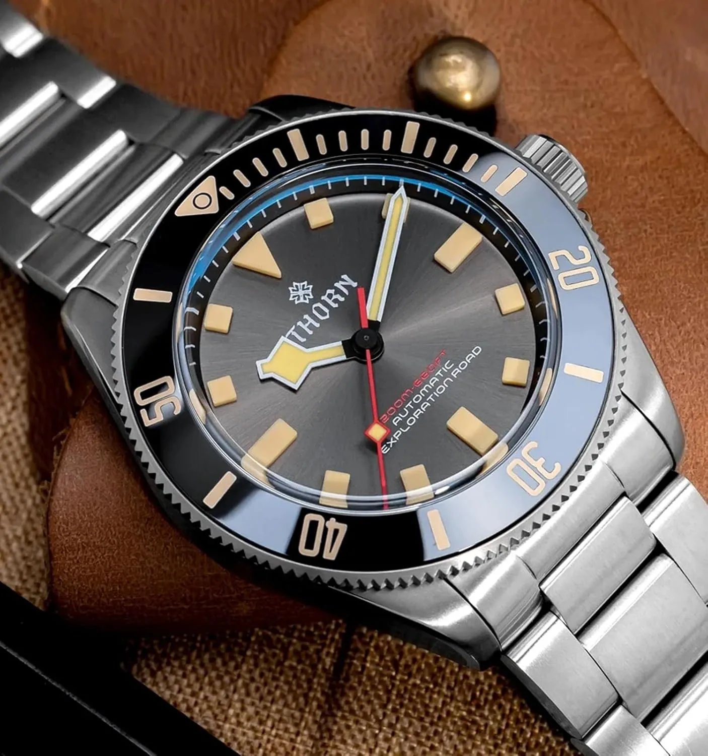 Thorn Watches for Men 39mm Titanium Dive Watch PT5000 Automatic Mechanical Sapphire Crystal Luminous 200M Water Resistant, SHY036 Blue