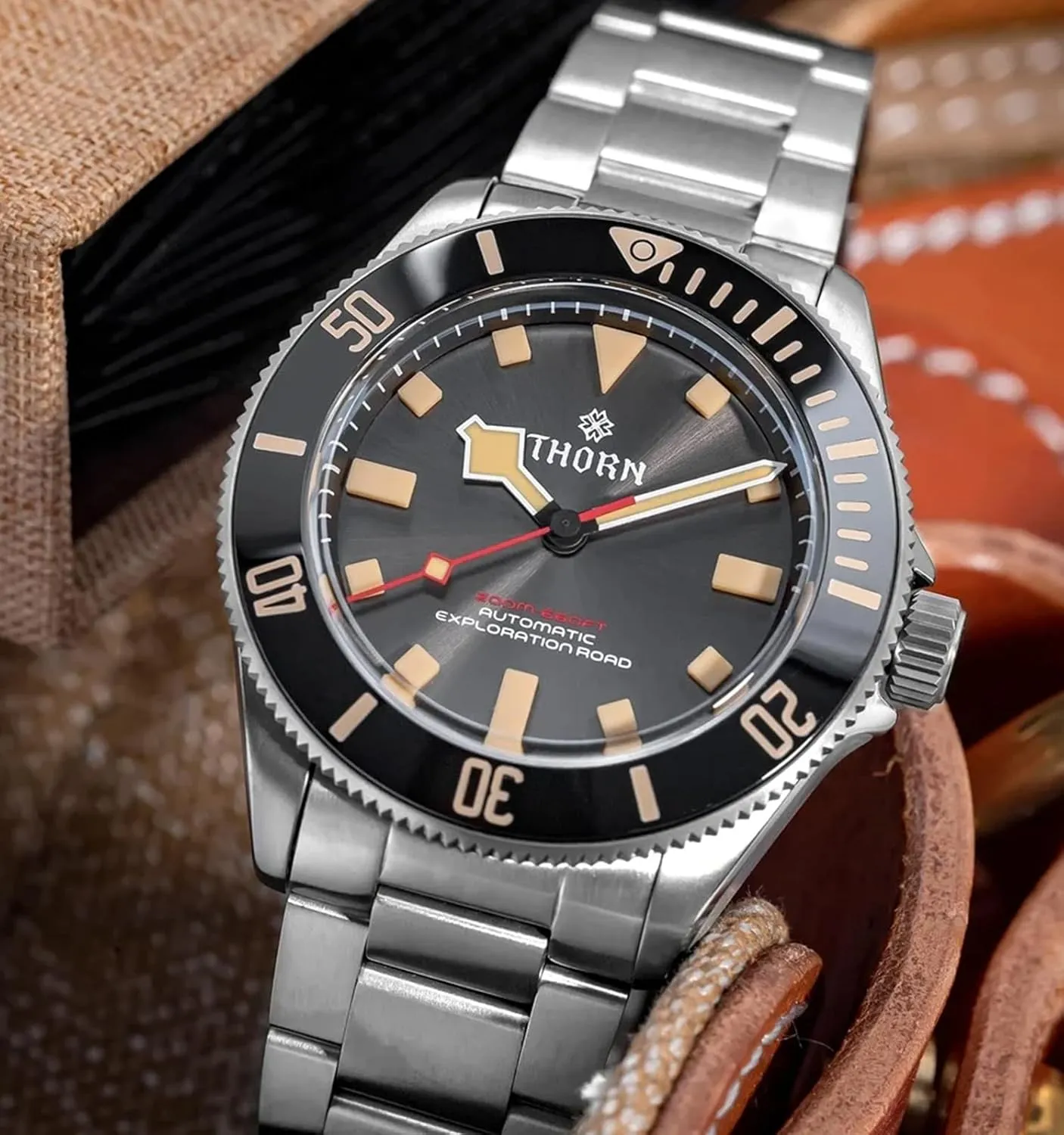 Thorn Watches for Men 39mm Titanium Dive Watch PT5000 Automatic Mechanical Sapphire Crystal Luminous 200M Water Resistant, SHY036 Blue
