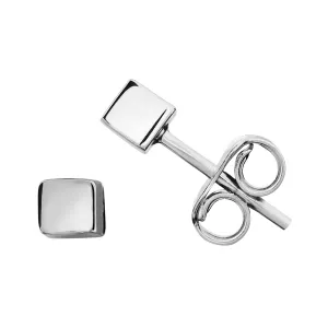 Tiny Cube Stud Earrings | 2mm 925 Sterling Silver Dainty Minimalist Square Box Earrings for Women