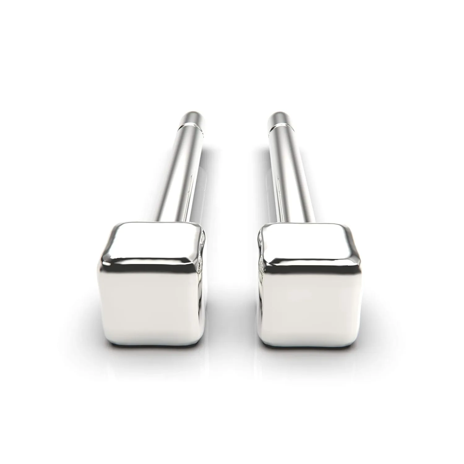 Tiny Cube Stud Earrings | 2mm 925 Sterling Silver Dainty Minimalist Square Box Earrings for Women