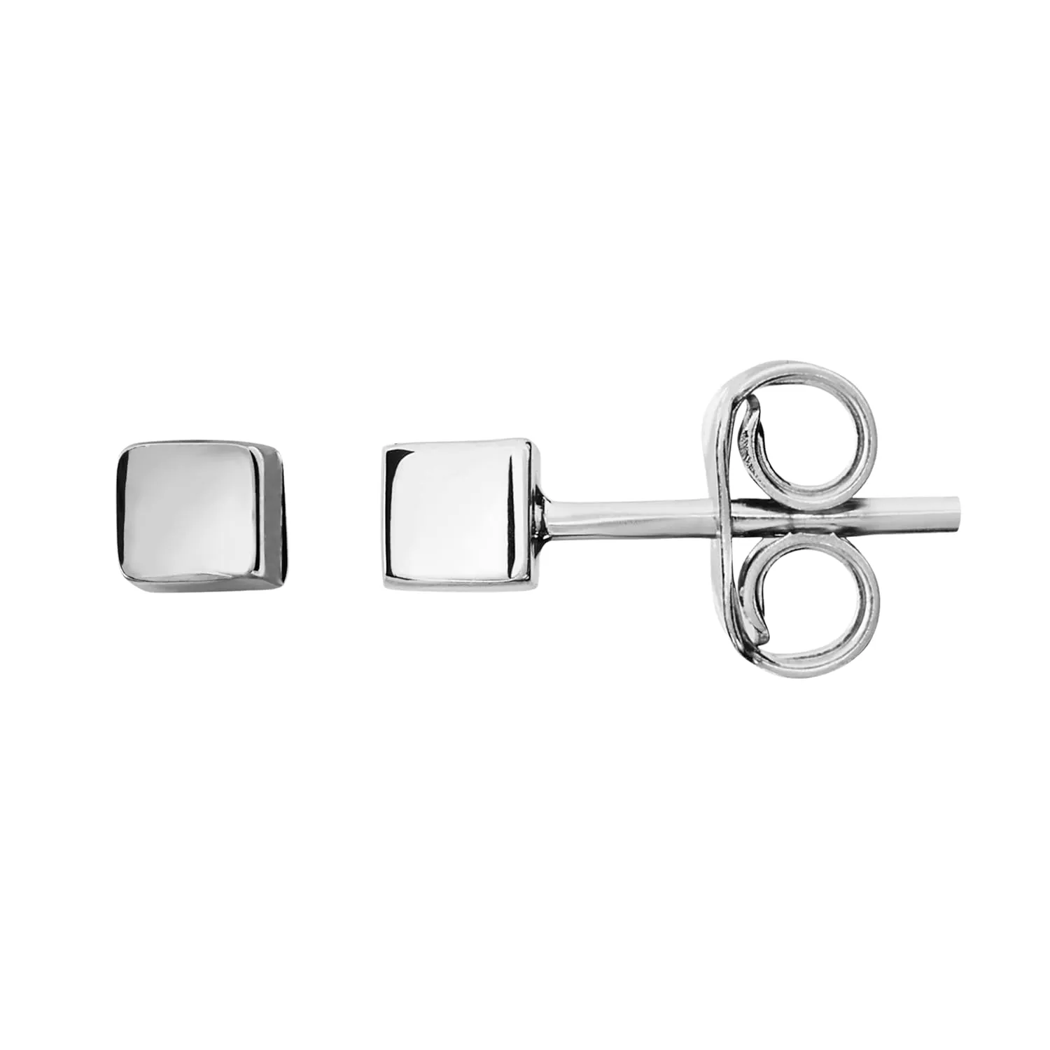Tiny Cube Stud Earrings | 2mm 925 Sterling Silver Dainty Minimalist Square Box Earrings for Women