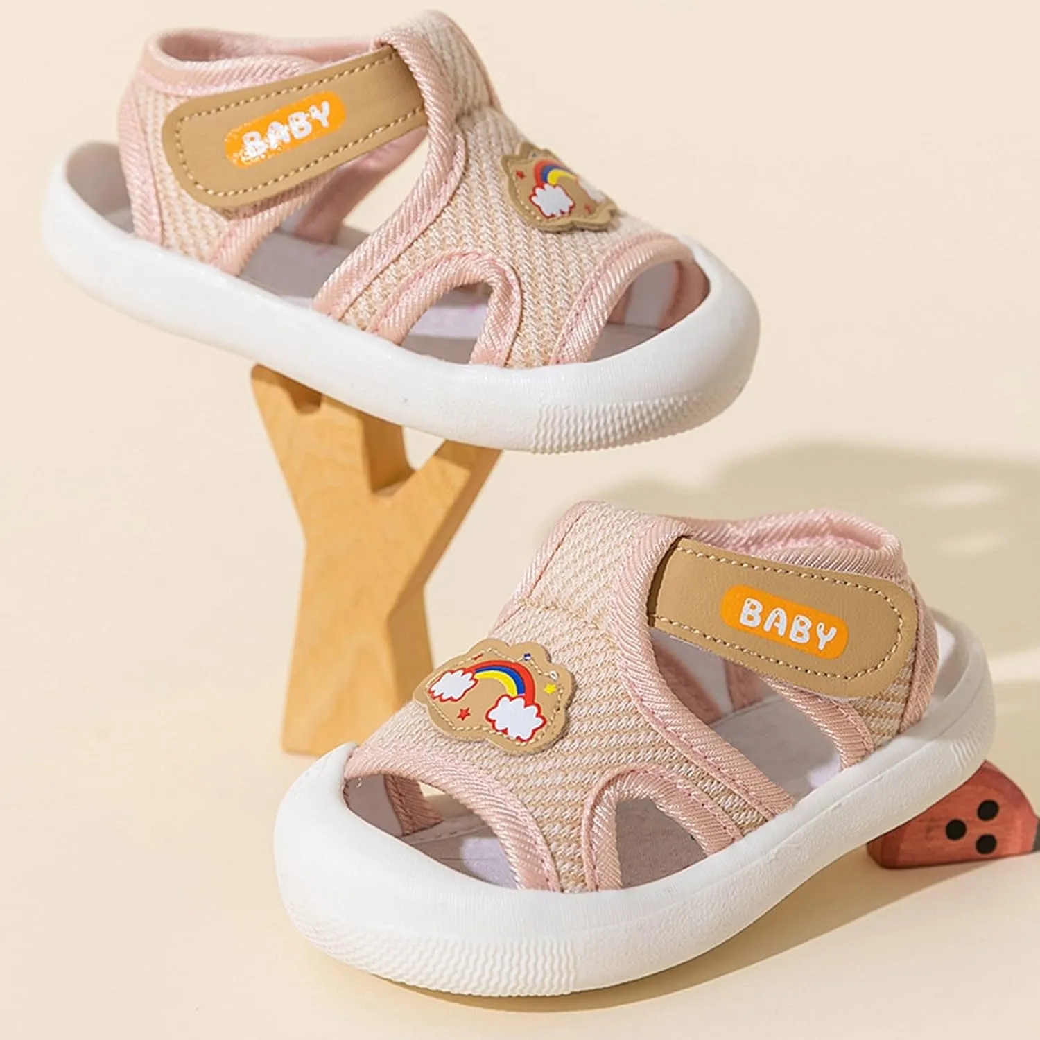 Toddler Boys Girls Sandals Mesh Rubber Sole Non-Slip Outdoor Sneakers Infant Lightweight Breathable First Walking Shoes