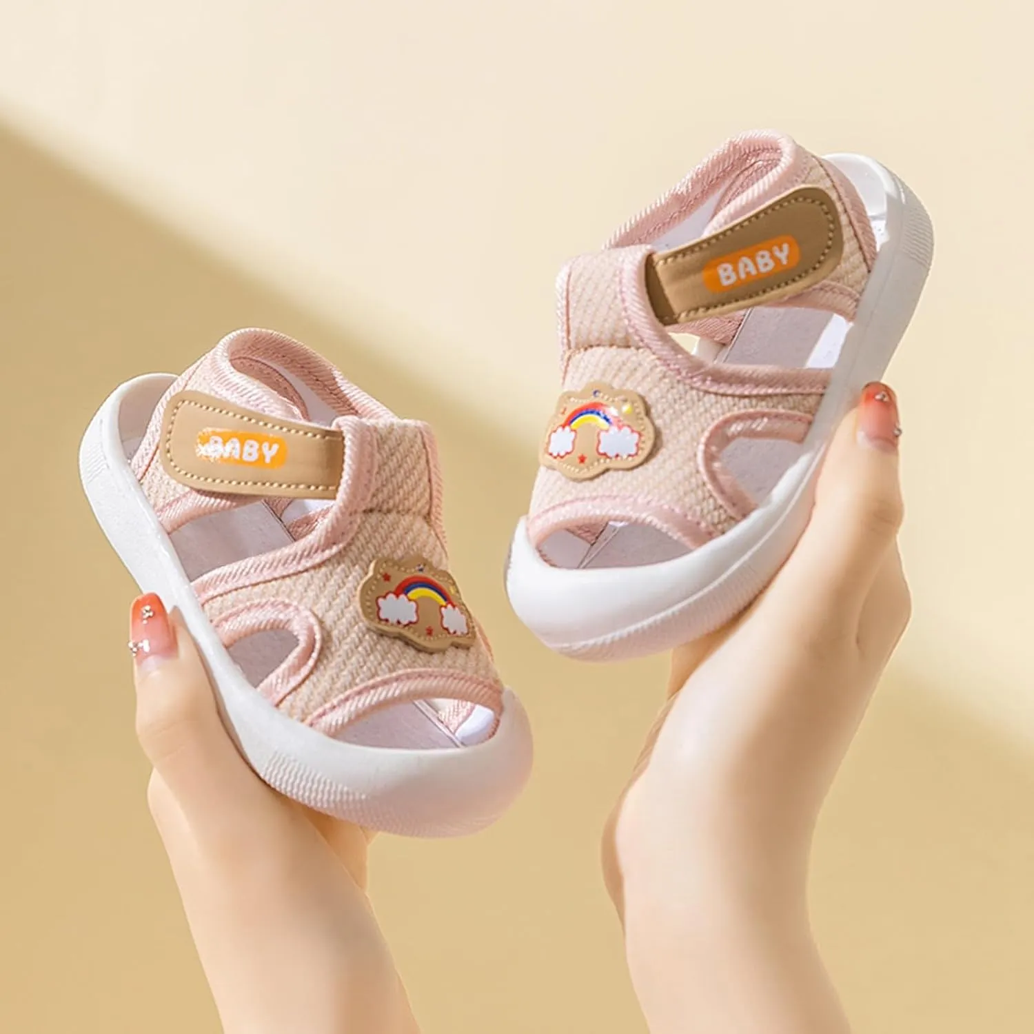 Toddler Boys Girls Sandals Mesh Rubber Sole Non-Slip Outdoor Sneakers Infant Lightweight Breathable First Walking Shoes
