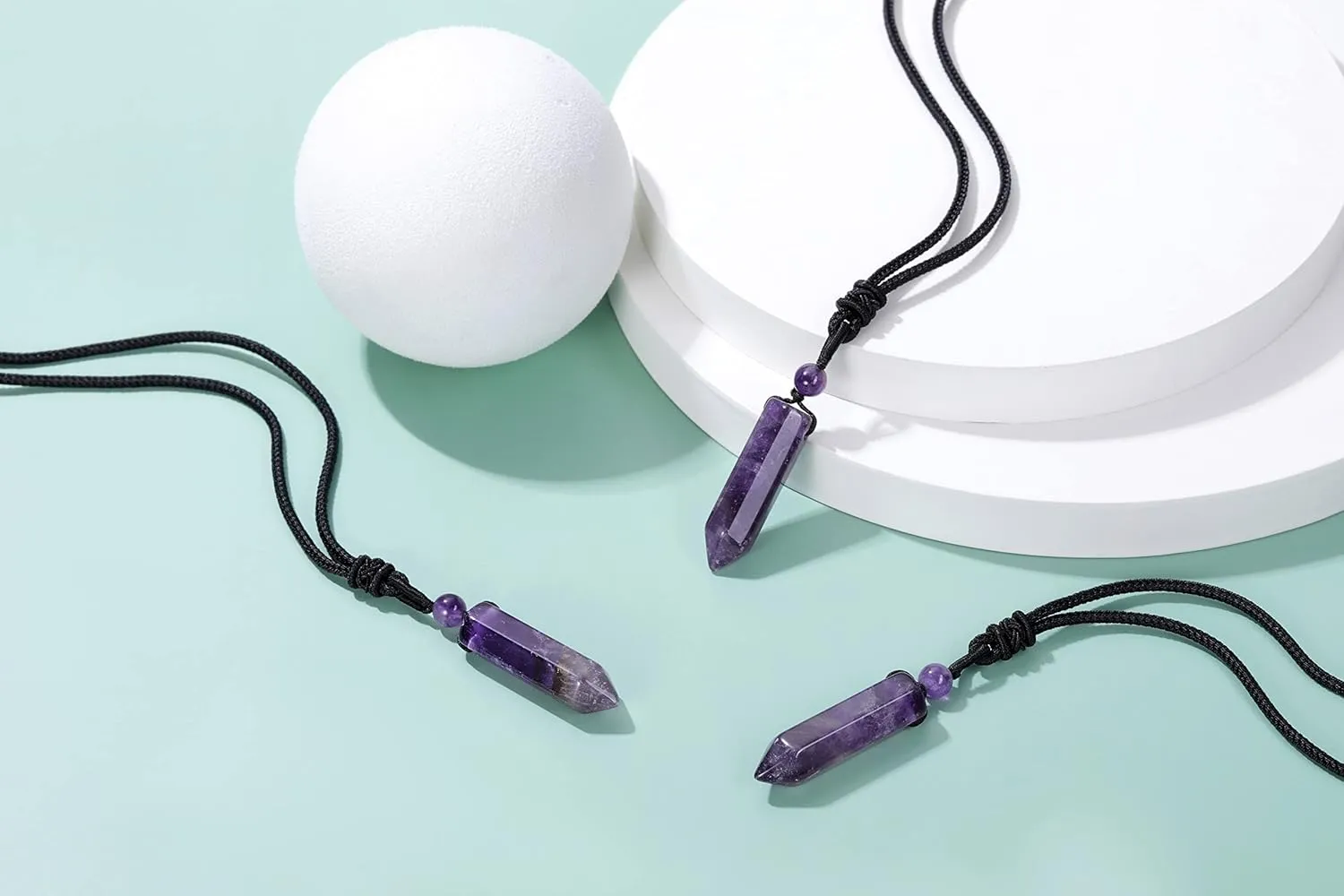Top Plaza Healing Crystal Stone Necklaces for Men Hexagonal Pendant Necklaces Adjustable Braided Rope Natural Gemstone Necklace Jewelry Christmas Gift for Dad, Husband