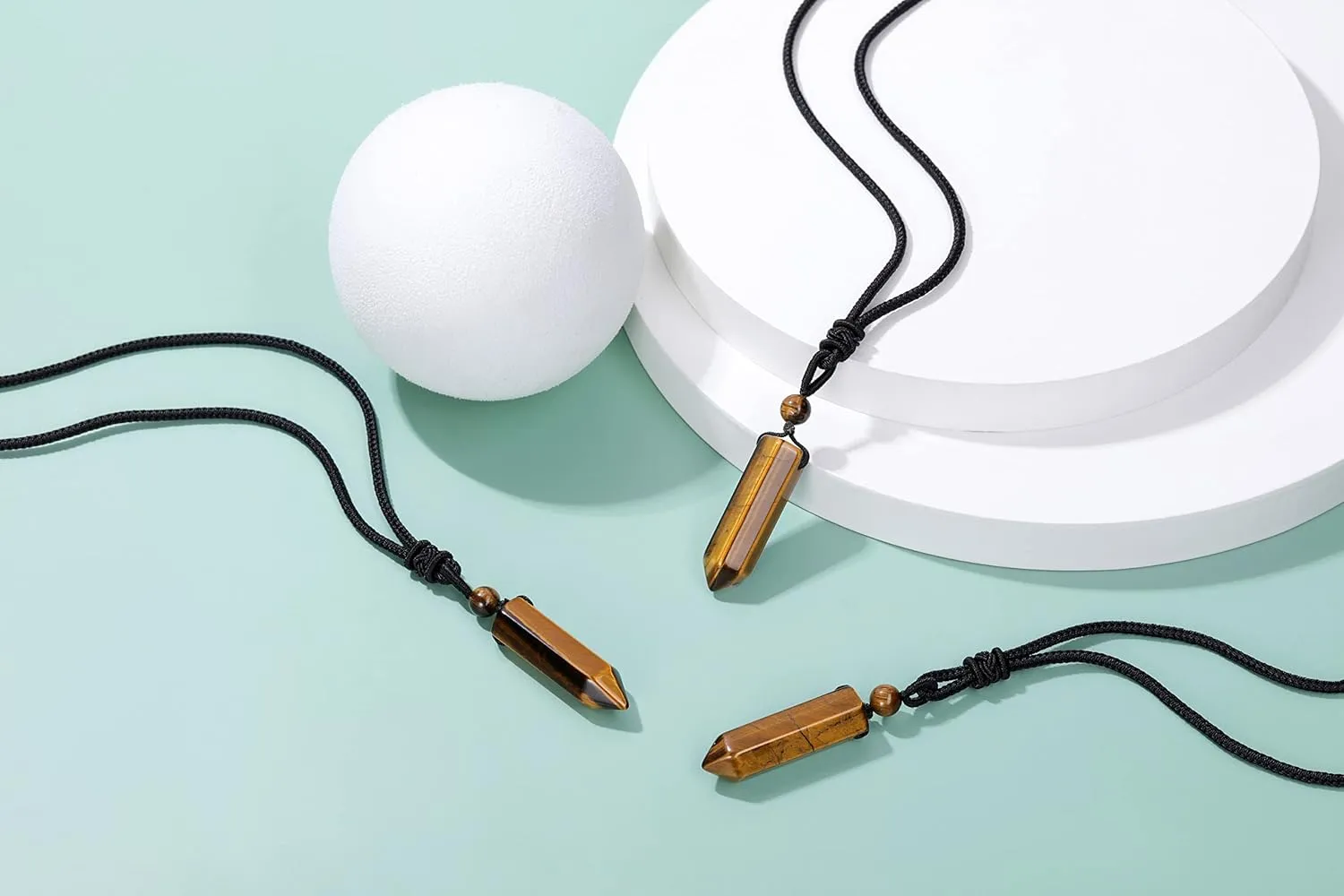 Top Plaza Healing Crystal Stone Necklaces for Men Hexagonal Pendant Necklaces Adjustable Braided Rope Natural Gemstone Necklace Jewelry Christmas Gift for Dad, Husband