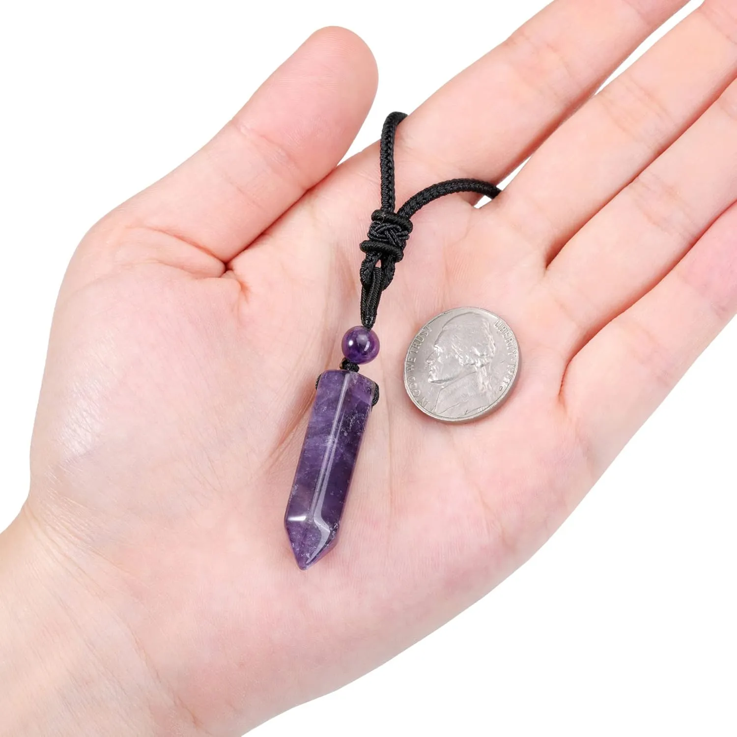 Top Plaza Healing Crystal Stone Necklaces for Men Hexagonal Pendant Necklaces Adjustable Braided Rope Natural Gemstone Necklace Jewelry Christmas Gift for Dad, Husband