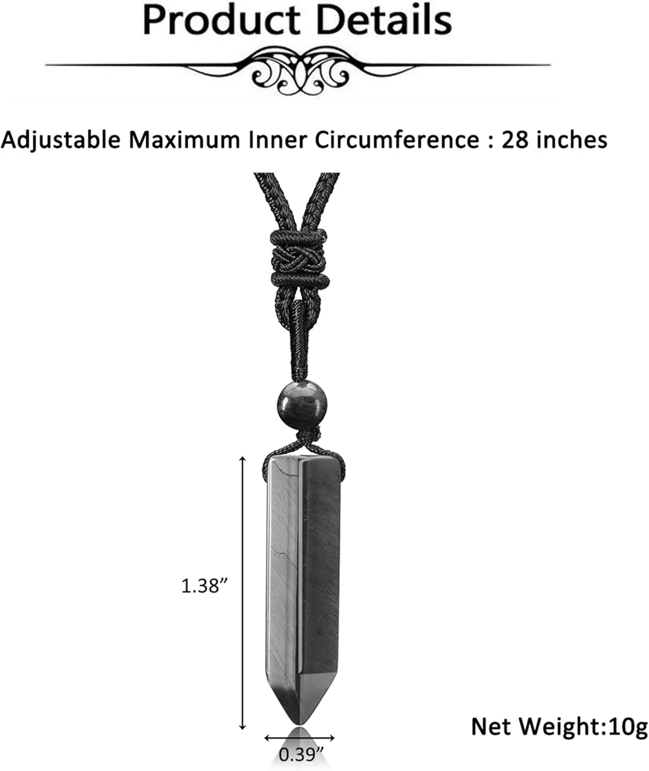 Top Plaza Healing Crystal Stone Necklaces for Men Hexagonal Pendant Necklaces Adjustable Braided Rope Natural Gemstone Necklace Jewelry Christmas Gift for Dad, Husband