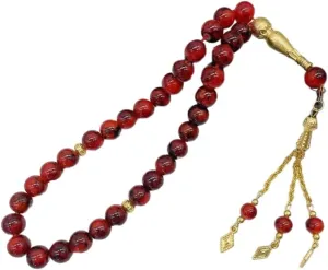 Traditional Islamic 33 Bead Tasbih Black Glass Prayer Bracelet for Men and Women Hand Chain Devotional Use
