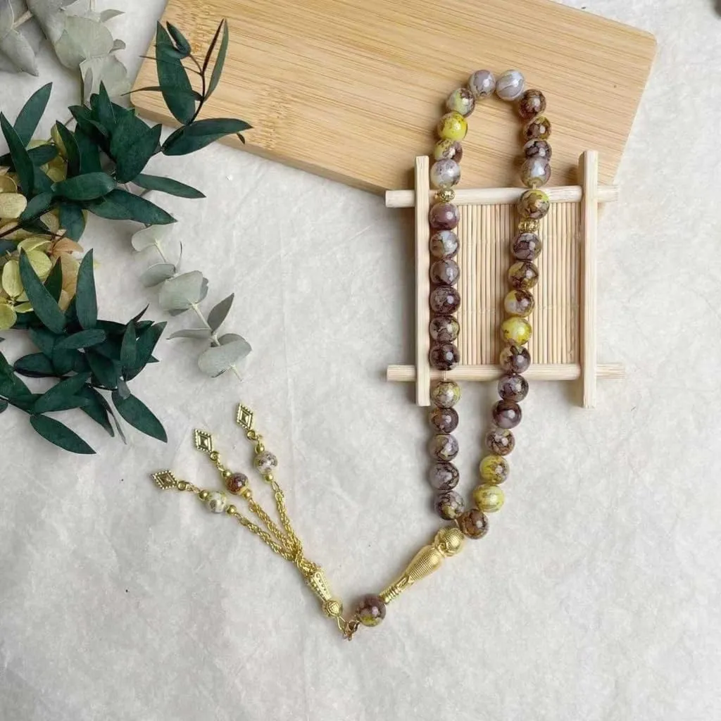 Traditional Islamic 33 Bead Tasbih Black Glass Prayer Bracelet for Men and Women Hand Chain Devotional Use