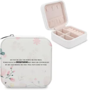 Travel Jewelry Box, Women Leather Small Jewelry Organizer Portable Jewelry Case for Necklace Earrings Rings, Do Not Be Like The Horse Or The Mule, Which Have No Understanding But Must Be Controlled by
