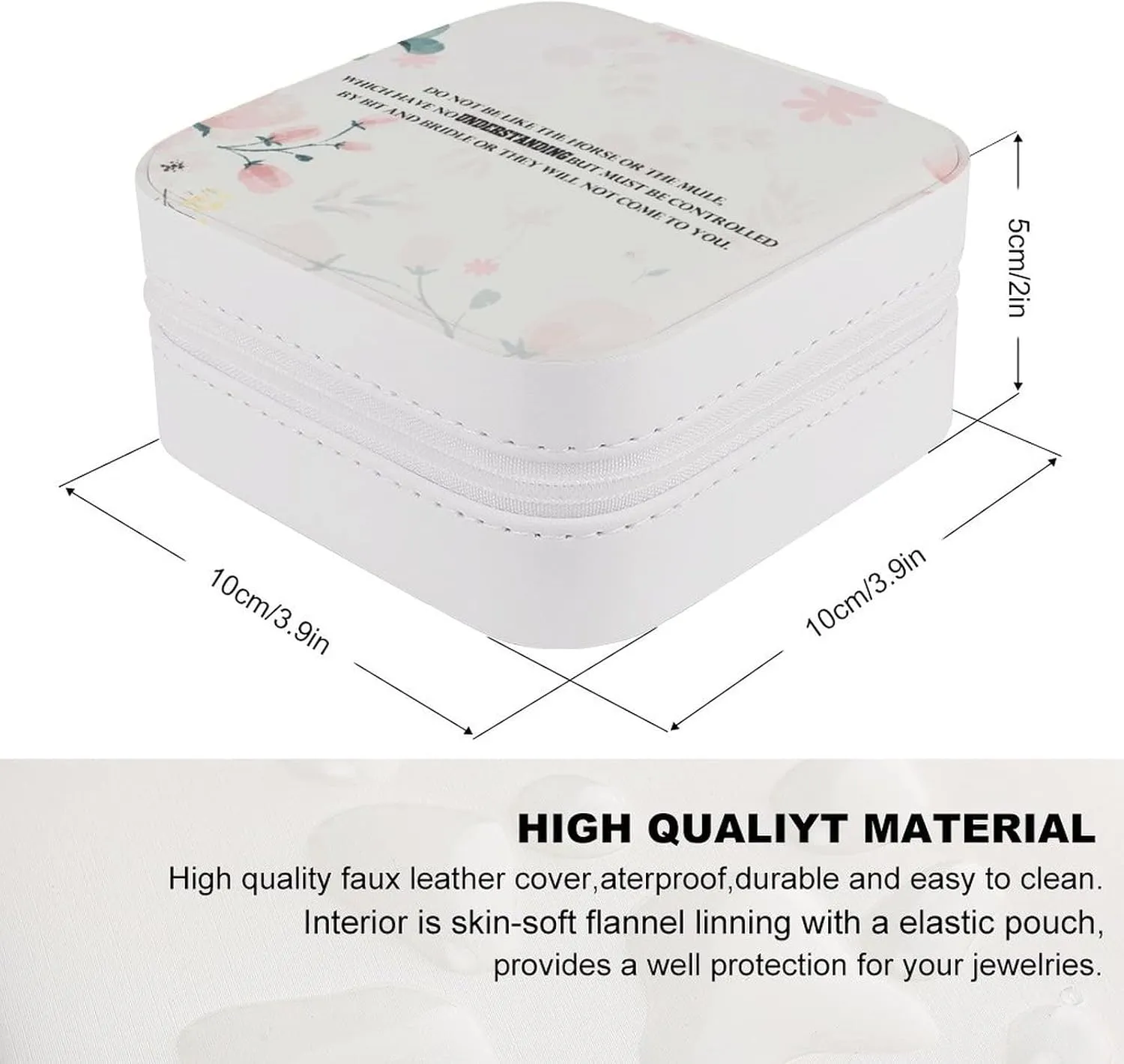 Travel Jewelry Box, Women Leather Small Jewelry Organizer Portable Jewelry Case for Necklace Earrings Rings, Do Not Be Like The Horse Or The Mule, Which Have No Understanding But Must Be Controlled by