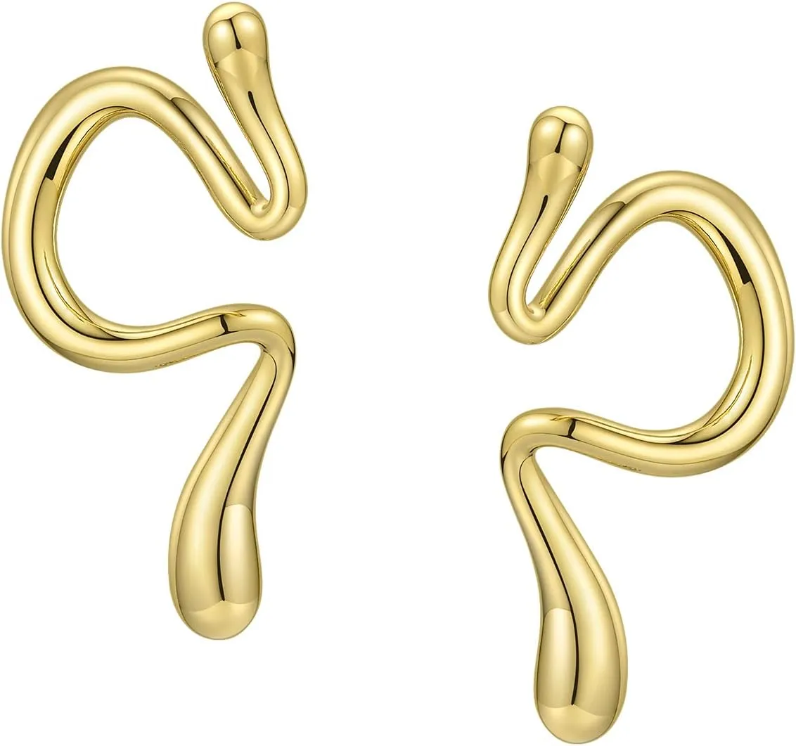 Trendy Geometric Line Elements Clip on Earrings Personalized Ear Cuffs for Women Teen Girls
