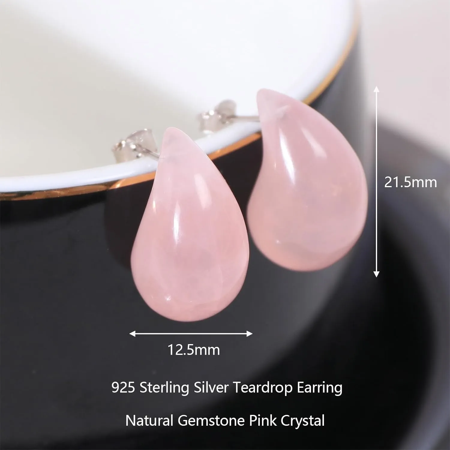 Trendy Teardrop Earrings Hypoallergenic 18k Real Gold Plated Natural Stone/Colorful Enamel/Cubic Zirconia Chunky Teardrop Jewelry Gift for Women
