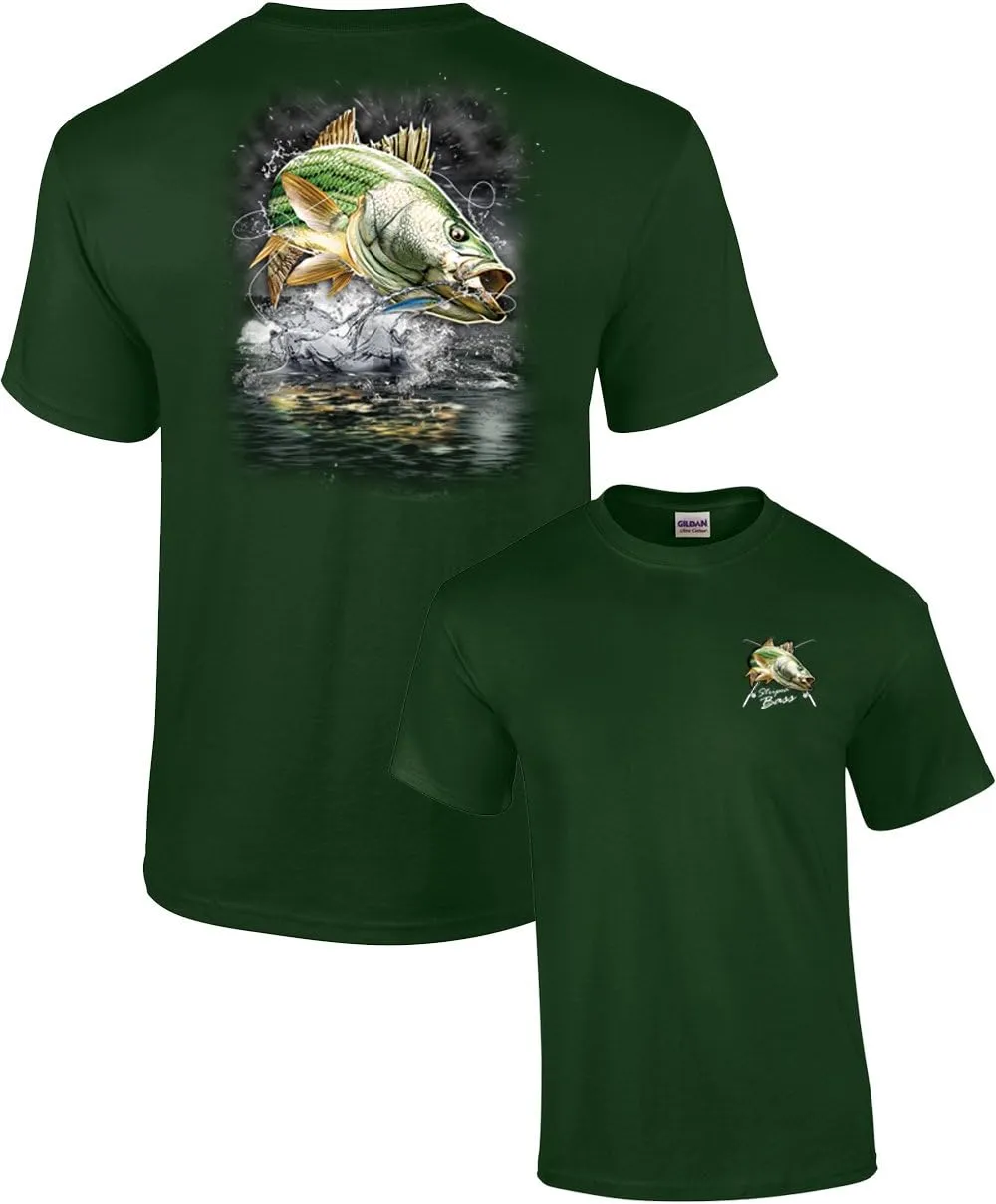 Trenz Shirt Company Fishing Short Sleeve Jumping Striped Bass T-Shirt - Forest - XL