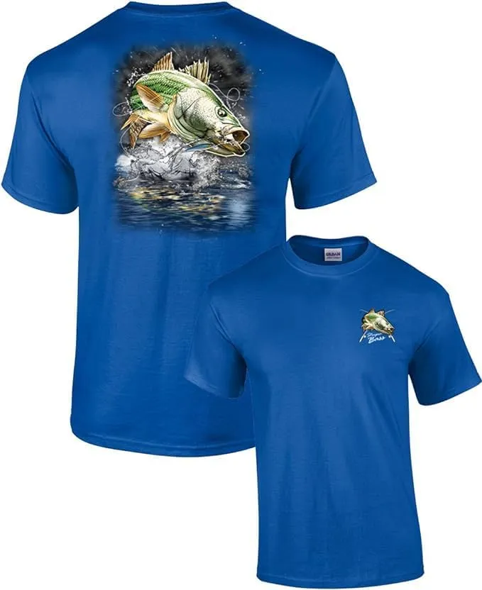 Trenz Shirt Company Fishing Short Sleeve Jumping Striped Bass T-Shirt - Royal - 4XL