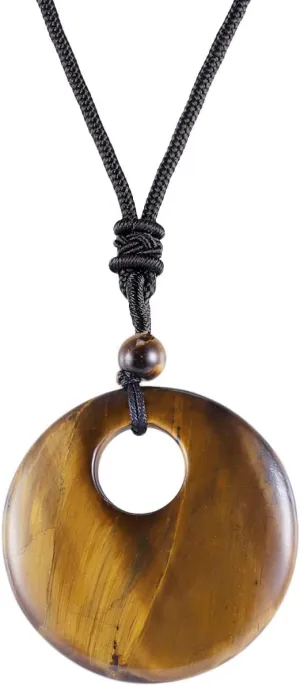 TUMBEELLUWA Crystal Peace Buckle Pendant Necklace for Man for Women Lucky Coin Stone Pendant with Adjustable Cord