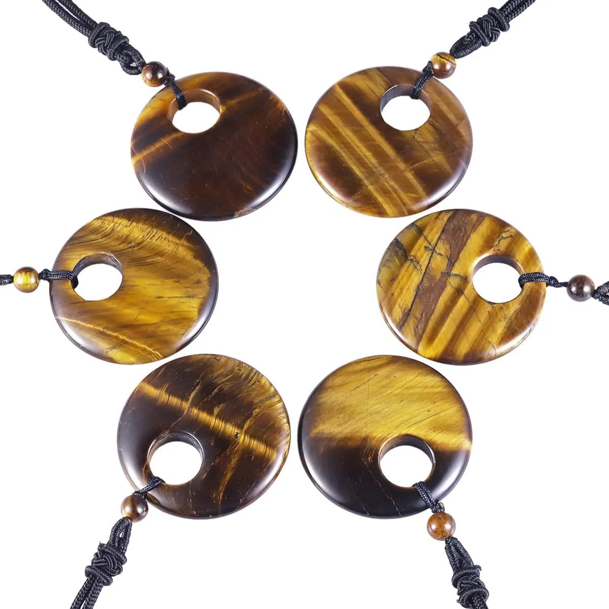 TUMBEELLUWA Crystal Peace Buckle Pendant Necklace for Man for Women Lucky Coin Stone Pendant with Adjustable Cord