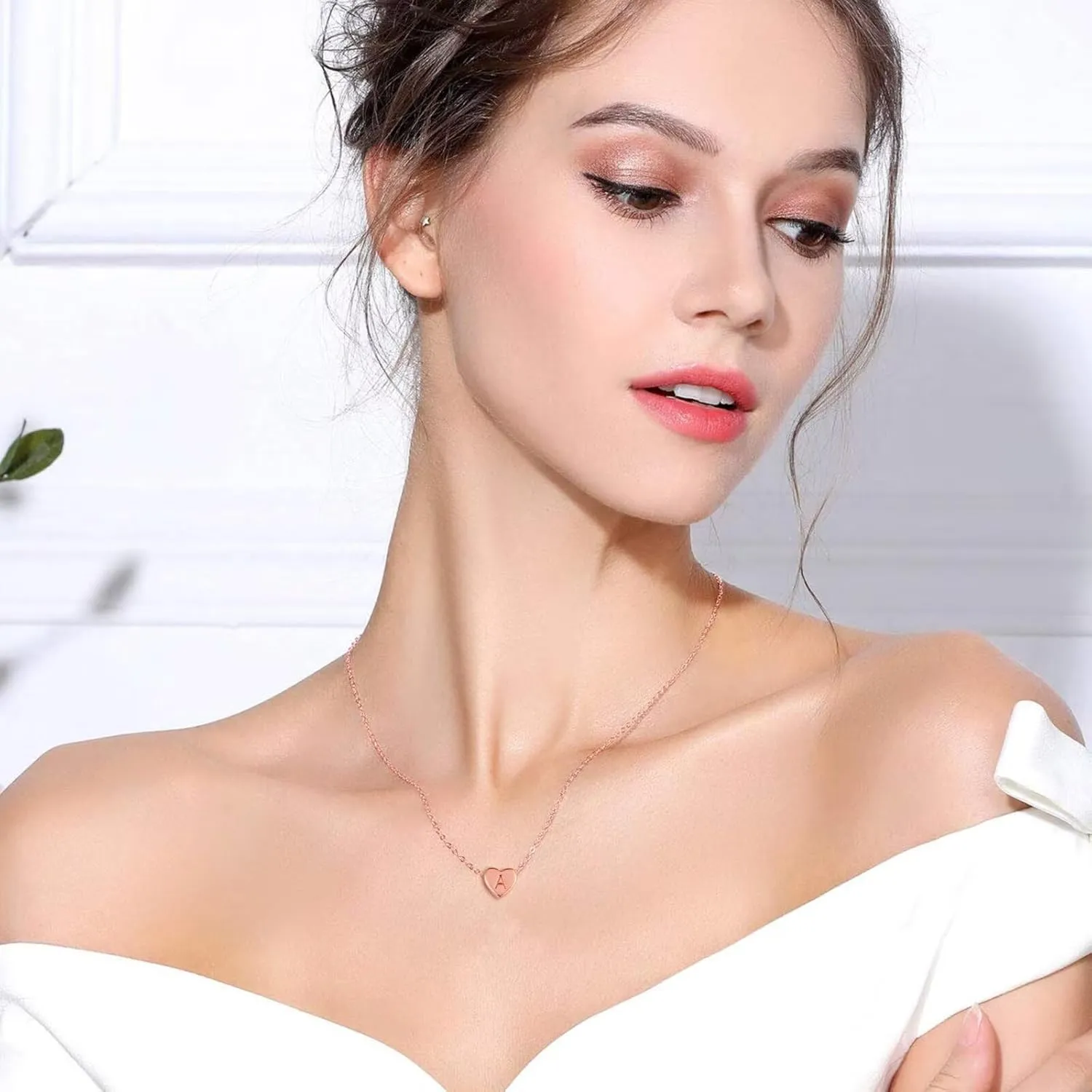 Turandoss Tiny Heart Initial Necklaces for Girls - 14K Rose Gold Filled Heart Pendant Handmade Dainty Heart Letter Initial Necklaces for Teen Girls Jewelry Gifts