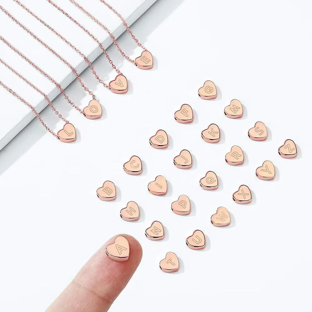 Turandoss Tiny Heart Initial Necklaces for Girls - 14K Rose Gold Filled Heart Pendant Handmade Dainty Heart Letter Initial Necklaces for Teen Girls Jewelry Gifts