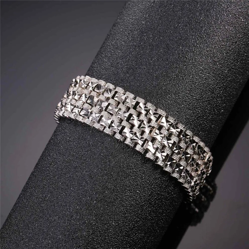 U7 Customized ID Bracelets for Men, Stainless Steel Cuban Chain Bracelets, Hip Hop Bracelets, Personalized Engrave Identification Bracelets, Bar Bracelets for Men Women