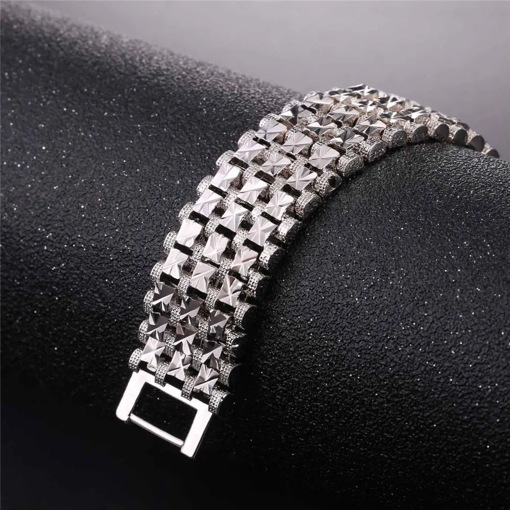 U7 Customized ID Bracelets for Men, Stainless Steel Cuban Chain Bracelets, Hip Hop Bracelets, Personalized Engrave Identification Bracelets, Bar Bracelets for Men Women