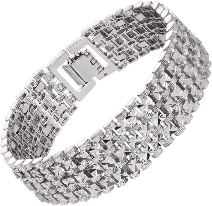 U7 Customized ID Bracelets for Men, Stainless Steel Cuban Chain Bracelets, Hip Hop Bracelets, Personalized Engrave Identification Bracelets, Bar Bracelets for Men Women