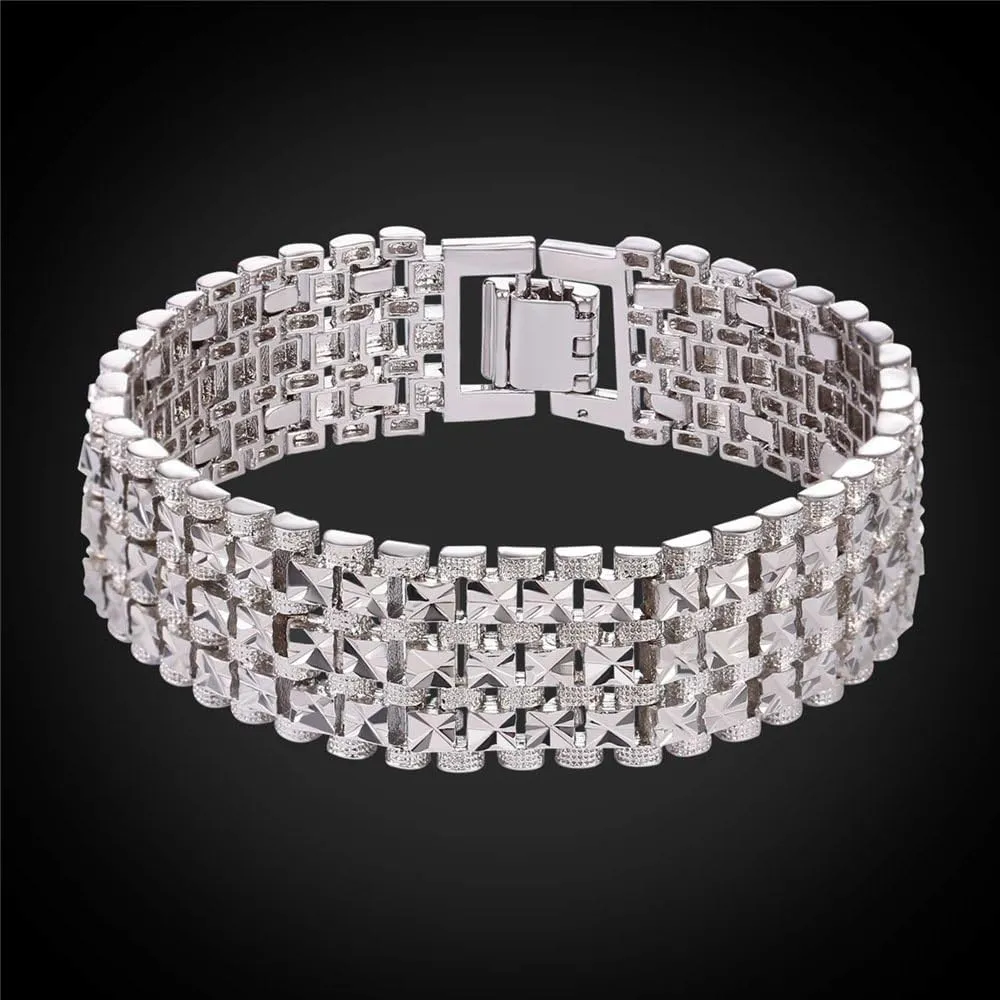 U7 Customized ID Bracelets for Men, Stainless Steel Cuban Chain Bracelets, Hip Hop Bracelets, Personalized Engrave Identification Bracelets, Bar Bracelets for Men Women