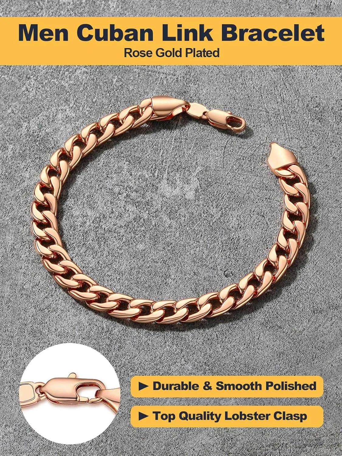 U7 Link Bracelets for Men, Stainless Steel/Black/Gold Plated Cuban Link Chain Bracelets, Unisex Chunky Bracelets, Xmas Fathers Day Jewelry for Him