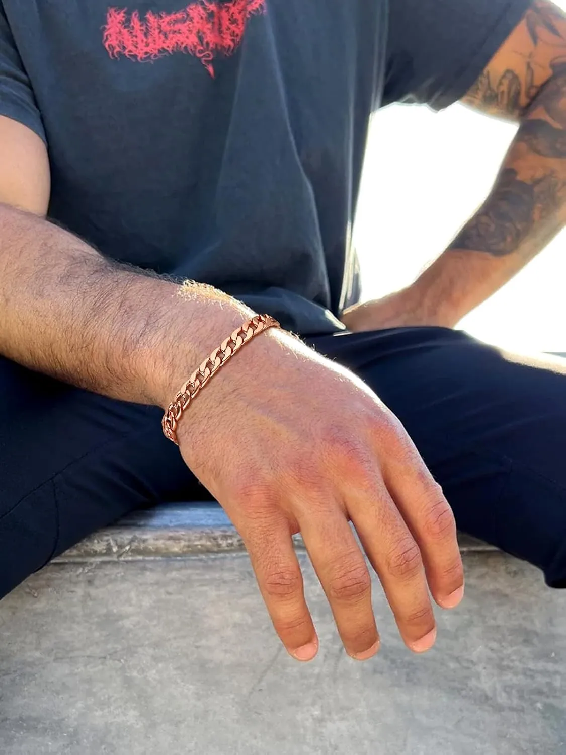 U7 Link Bracelets for Men, Stainless Steel/Black/Gold Plated Cuban Link Chain Bracelets, Unisex Chunky Bracelets, Xmas Fathers Day Jewelry for Him