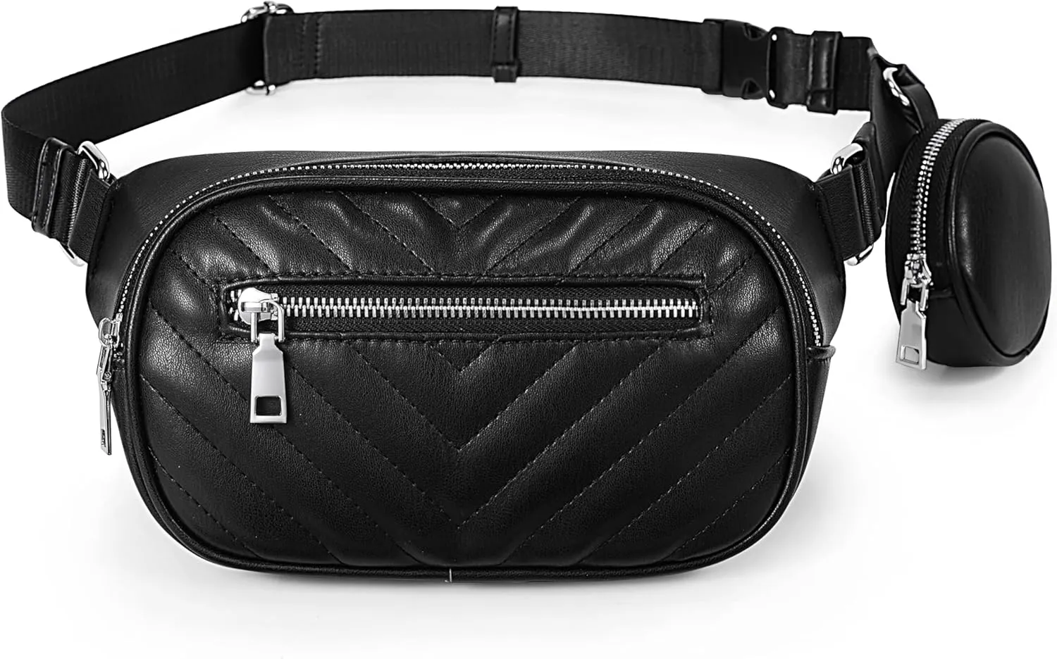 Uromee Crossbody Bags for Women Small Fanny pack Quilted Vegan Leather Fashion Travel Mini Belt Bag Chest Purse with Pouch