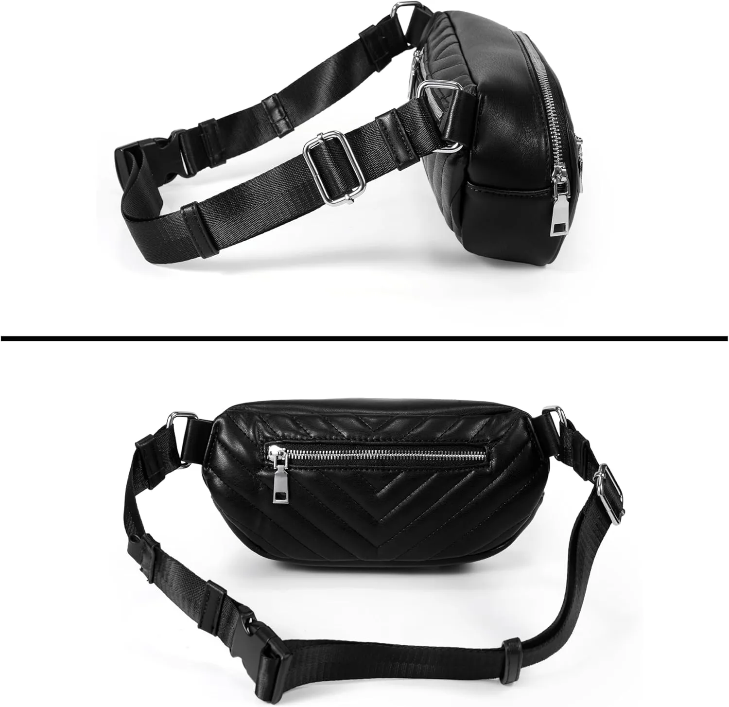 Uromee Crossbody Bags for Women Small Fanny pack Quilted Vegan Leather Fashion Travel Mini Belt Bag Chest Purse with Pouch