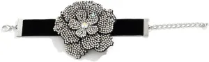 Velvet Denim Rose Floral Bracelets for Women, Y2K Jewelry Gifts for Women (rhinestone flower bracelet)