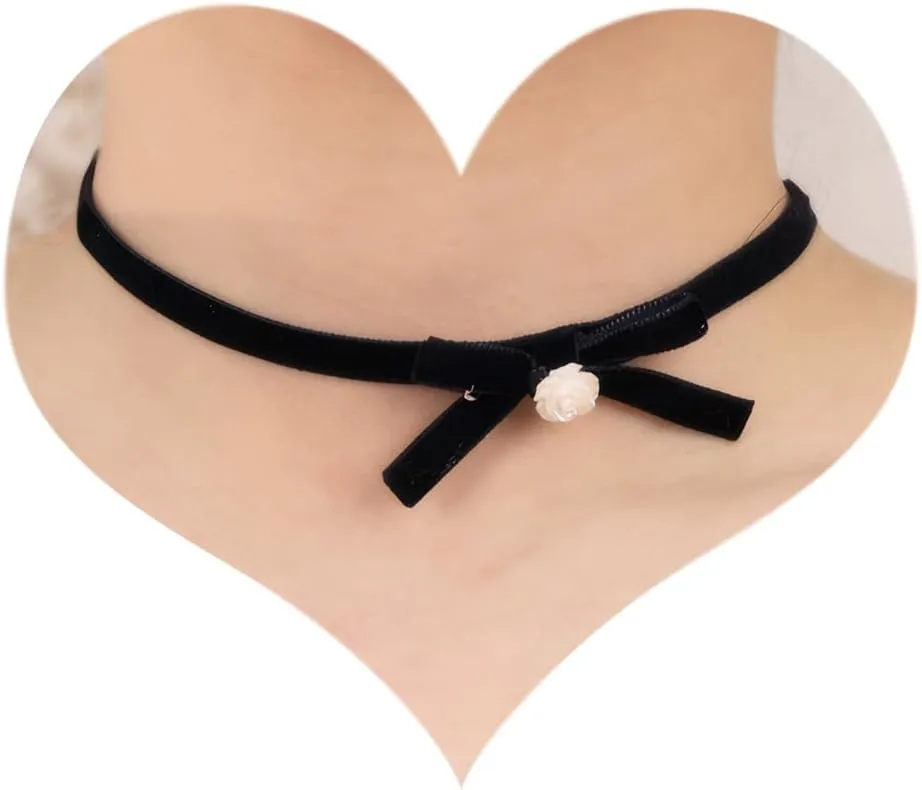 Vintage Black Red Green Bow-knot Choker Sexy Velvet Bow Pearl Collar Necklace for Women Prom Party Ball Wedding Christmas Jewelry Accessories