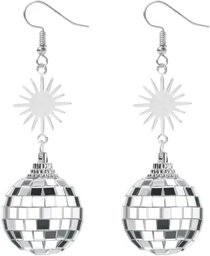 Vintage Disco Ball Dangle Earrings for Women 60's Earrings Silver Gold 70's Disco Ball Earrings Halloween Earrings Jewelry