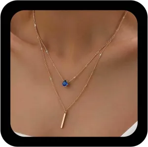 Vintage Layered Bar Necklace Red Ruby Teardrop Necklace Red Crystal Necklaces Chain Vertical Bar Choker Necklaces Cz Waterdrop Created Ruby Jewelry for Women