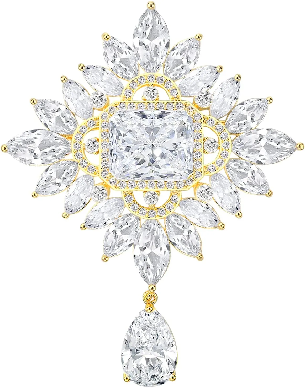 Vintage Pearl Broches Jewelry for Women Fashion Full Drill Teardrop Brooches Bridal Wedding Bouquet Brooch Pins