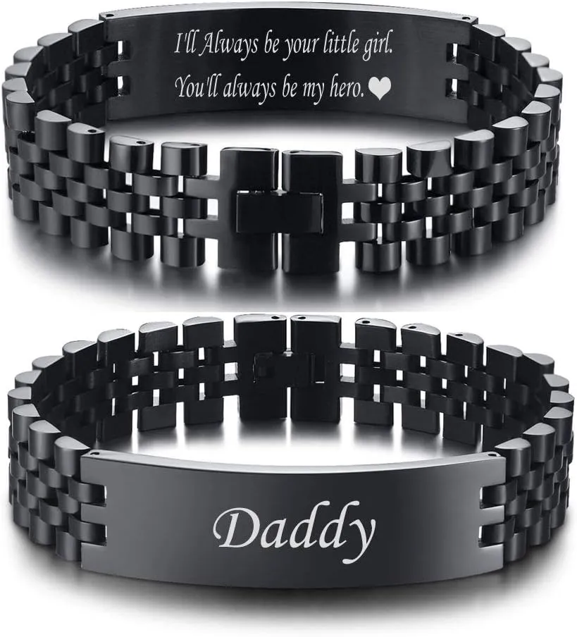 VNOX Masculine Watch Band Stainless Steel Link Bracelet Personalized Jewelry Gift for Men DAD Father Husband Boyfriend