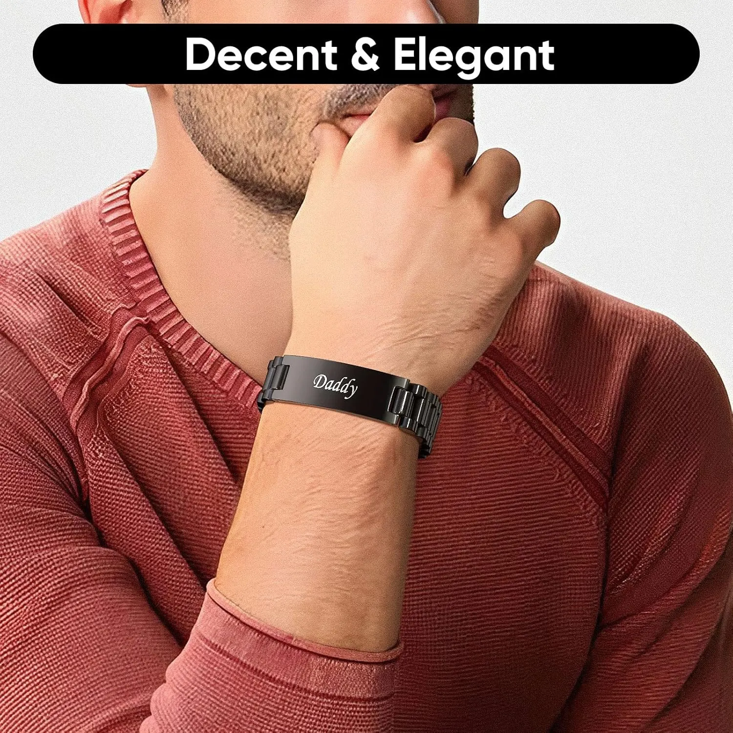 VNOX Masculine Watch Band Stainless Steel Link Bracelet Personalized Jewelry Gift for Men DAD Father Husband Boyfriend