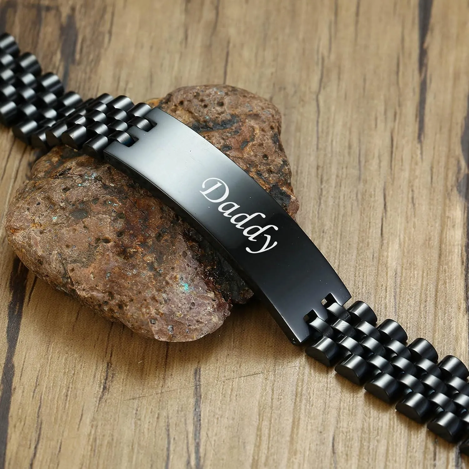 VNOX Masculine Watch Band Stainless Steel Link Bracelet Personalized Jewelry Gift for Men DAD Father Husband Boyfriend
