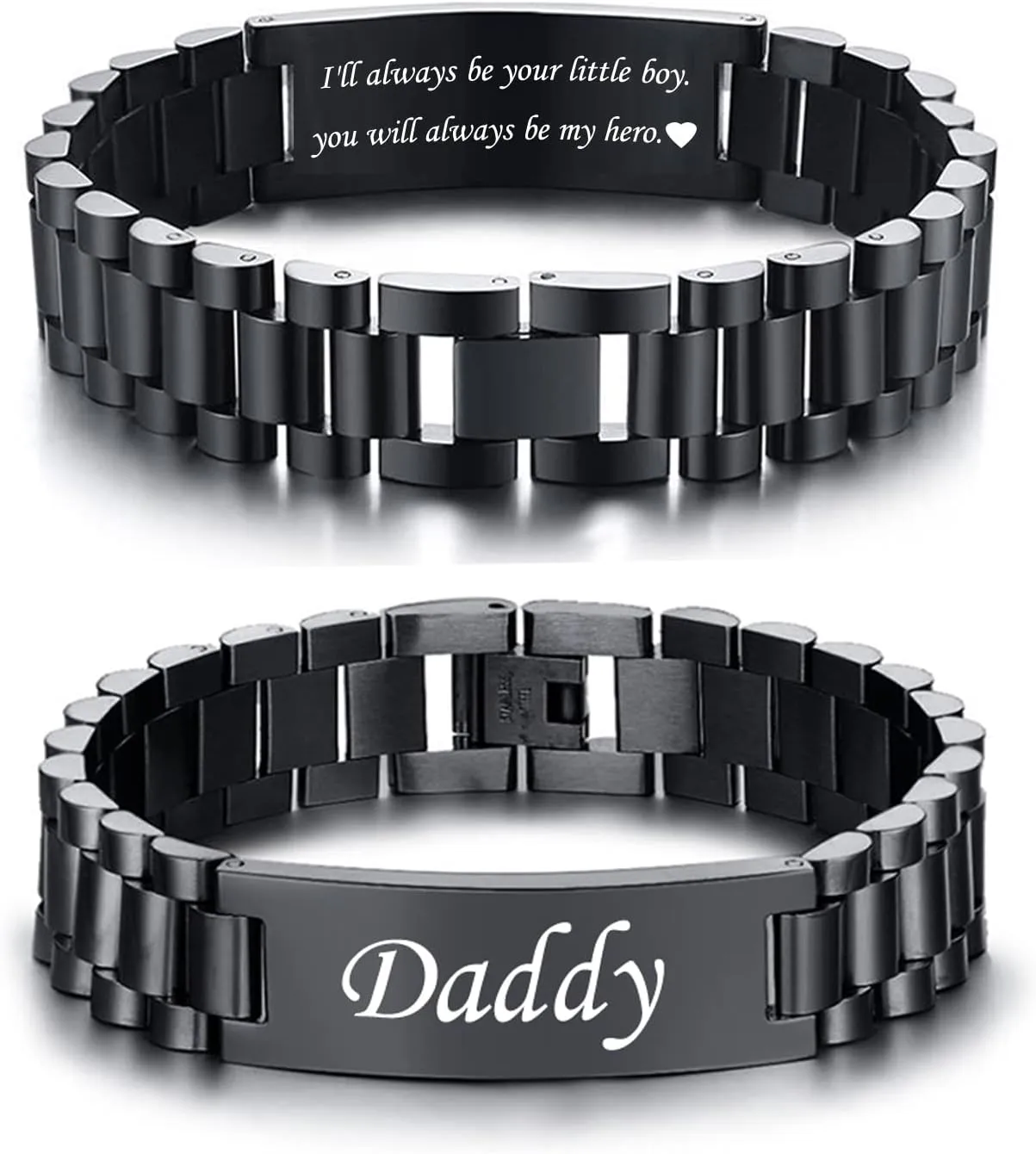 VNOX Masculine Watch Band Stainless Steel Link Bracelet Personalized Jewelry Gift for Men DAD Father Husband Boyfriend