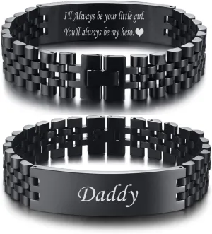 VNOX Masculine Watch Band Stainless Steel Link Bracelet Personalized Jewelry Gift for Men DAD Father Husband Boyfriend
