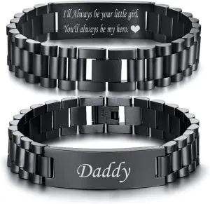 VNOX Masculine Watch Band Stainless Steel Link Bracelet Personalized Jewelry Gift for Men DAD Father Husband Boyfriend