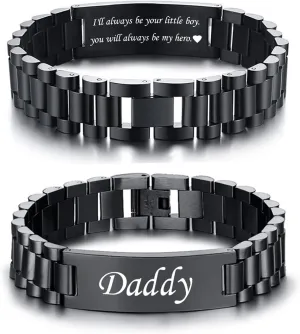 VNOX Masculine Watch Band Stainless Steel Link Bracelet Personalized Jewelry Gift for Men DAD Father Husband Boyfriend
