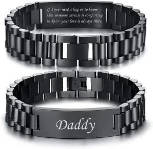 VNOX Masculine Watch Band Stainless Steel Link Bracelet Personalized Jewelry Gift for Men DAD Father Husband Boyfriend