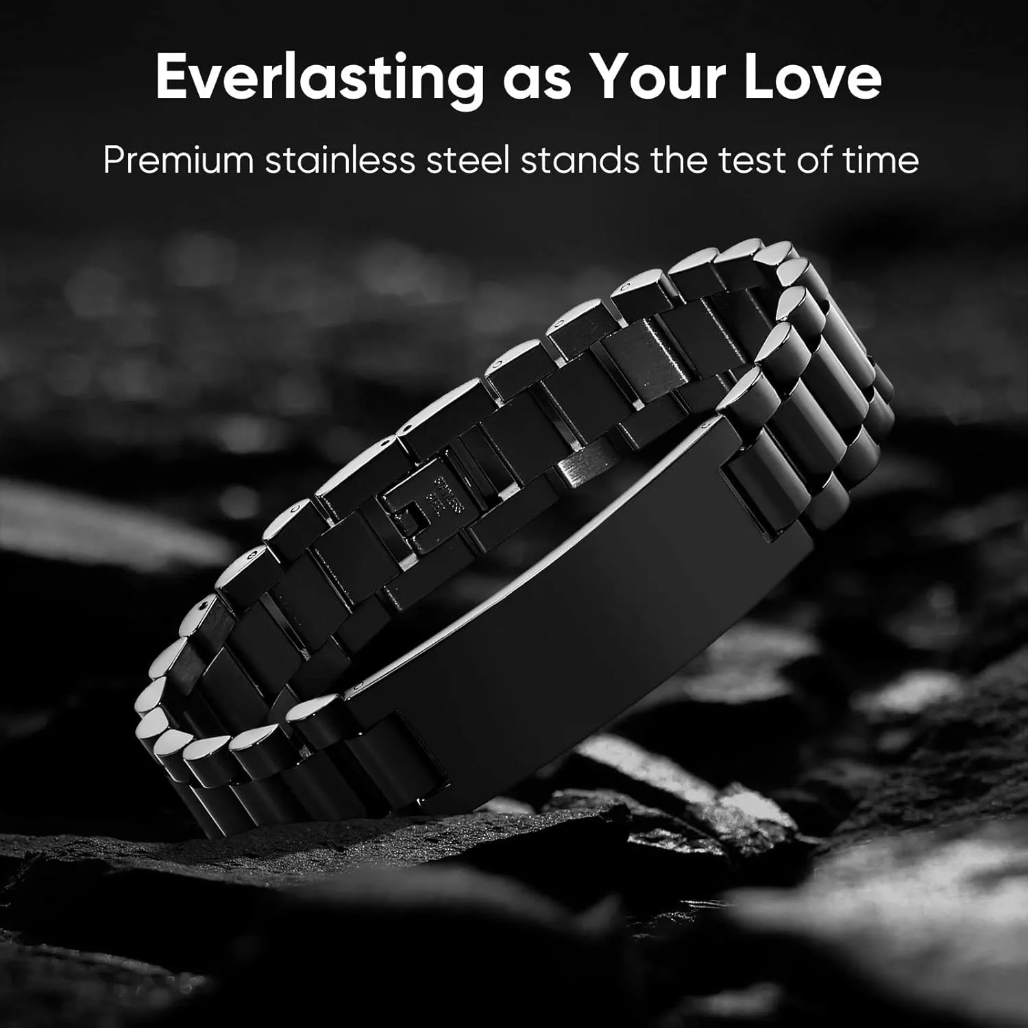 VNOX Masculine Watch Band Stainless Steel Link Bracelet Personalized Jewelry Gift for Men DAD Father Husband Boyfriend